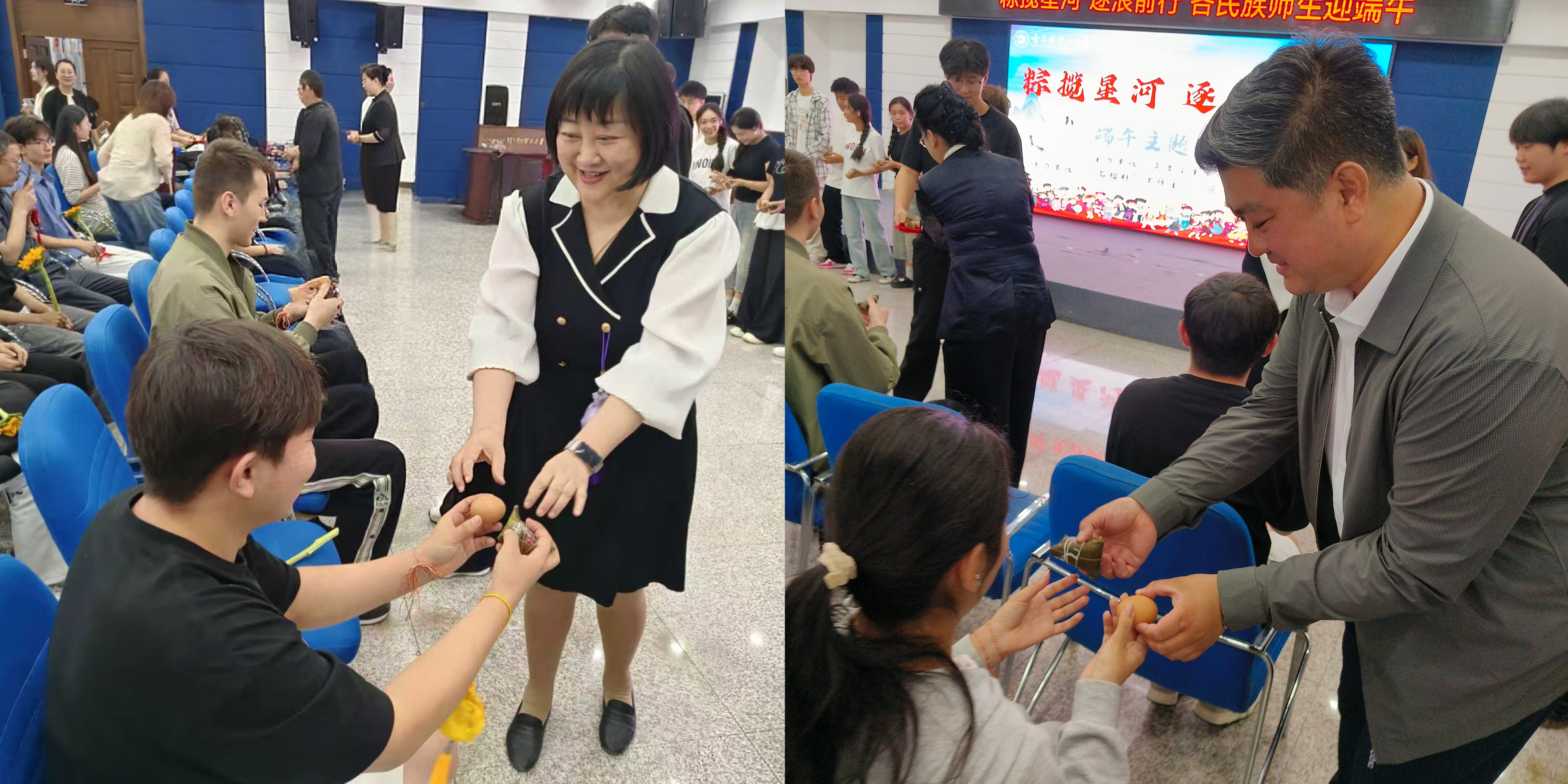 老师们为同学们分发粽子 老师们为同学们分发粽子
